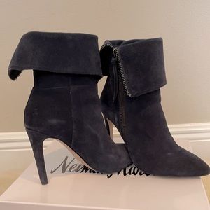 Neiman Marcus Suede High Heel Booties